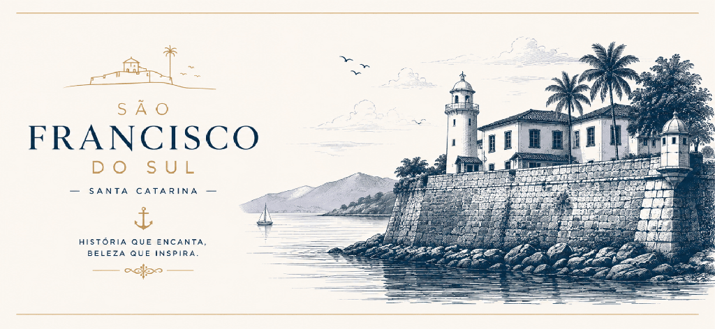 [M-SFS006] Caneca São Francisco do Sul - Fort desenho