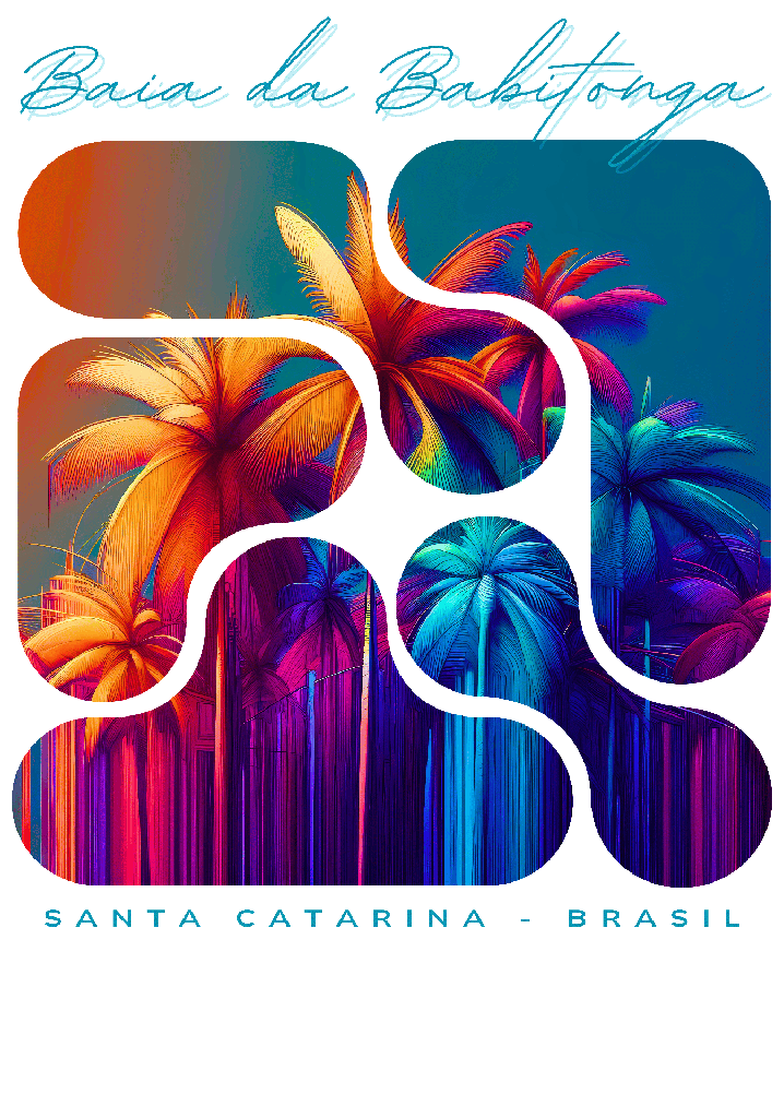 Camisa Nature Collection Baía da Babitonga - Coqueiros Abstratos (B01 | P, C01 | Masculino)