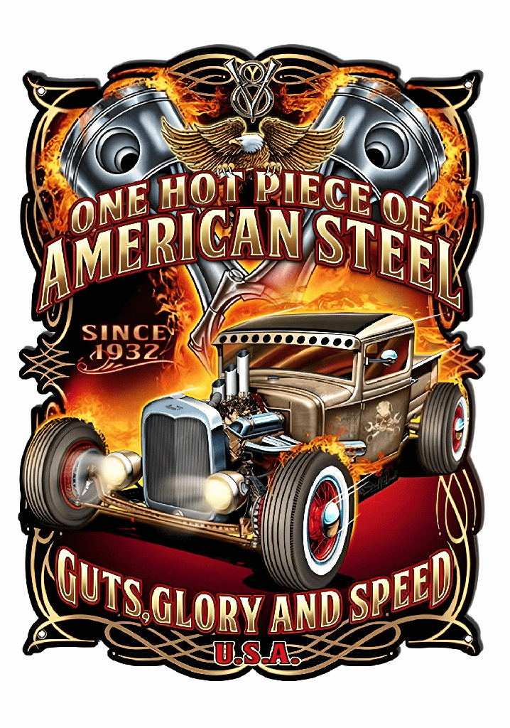 Camisa Cars Hotrod - American Steel