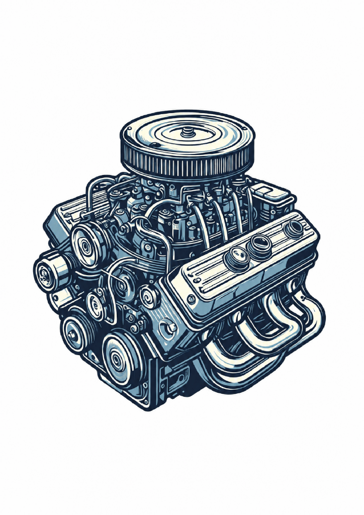 [T-CAR019] Camisa Cars - Motor V8 Mechanical Block Detail