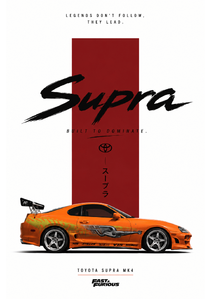 [T-CAR021] Camisa Cars - Toyota Supra Built to Terminate Design